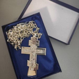 Orthodox Priest Pectoral Cross Necklace: Church Brass Pendant