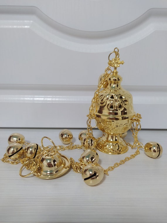 Gold Church Incense Burner With Chains New Censer Vessels Etsy