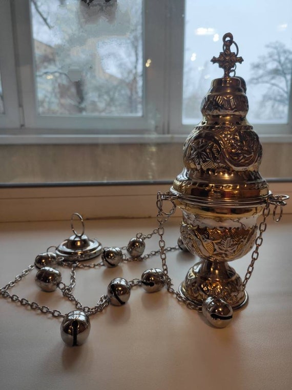 Brûleur dencens déglise avec chaînes, nouvel encensoir, récipients pour  prêtre Original fait à la main sans charbon de bois, laiton liturgique or  argent orthodoxe -  France