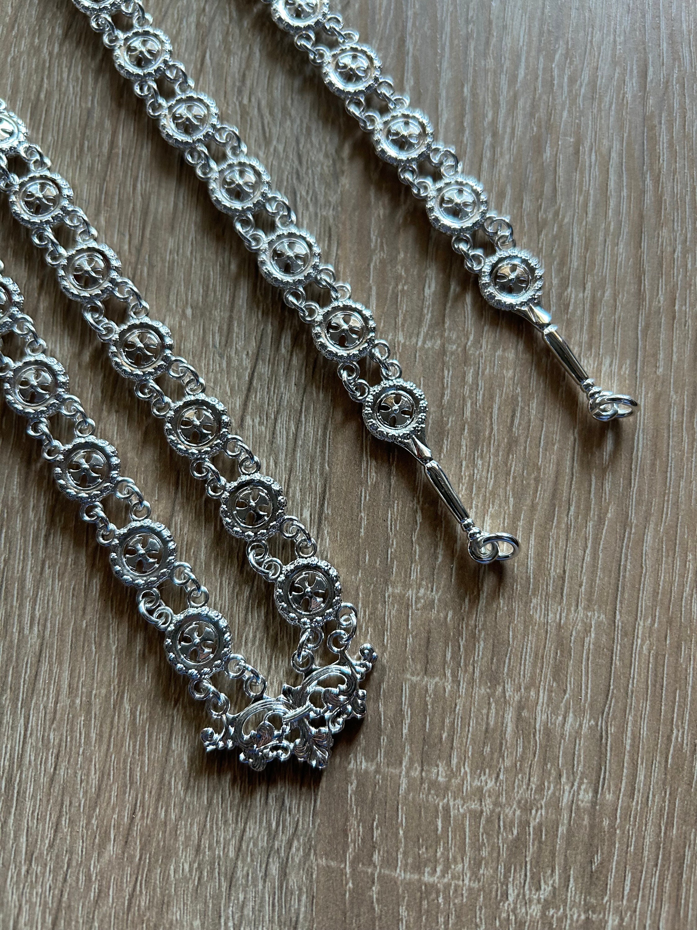 Brass Pectoral Cross Chain: Silver Imitation, Priest Pendant - Etsy