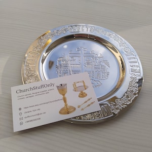 Orthodox Eucharistic Brass Plate: Gold or Silver Holy Communion Set
