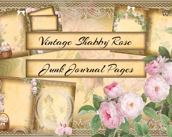 vintage Shabby Rose Junk Journal Pages Kit