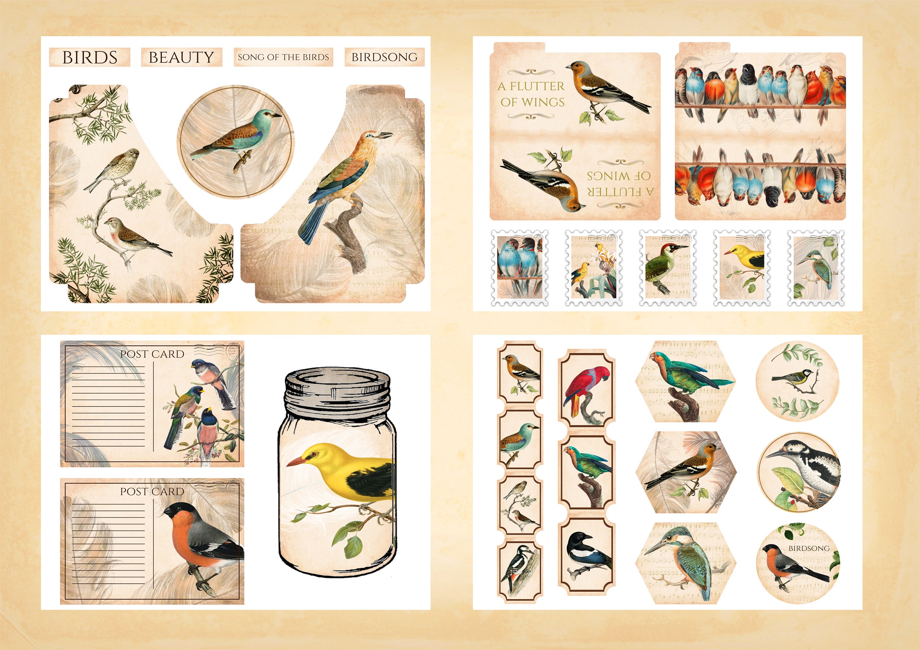 Bird Junk Journal Ephemera Kit - Etsy