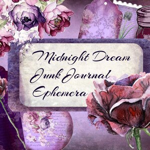 Midnight Dream ~ Digital Junk Journal Kit Pages éphémères