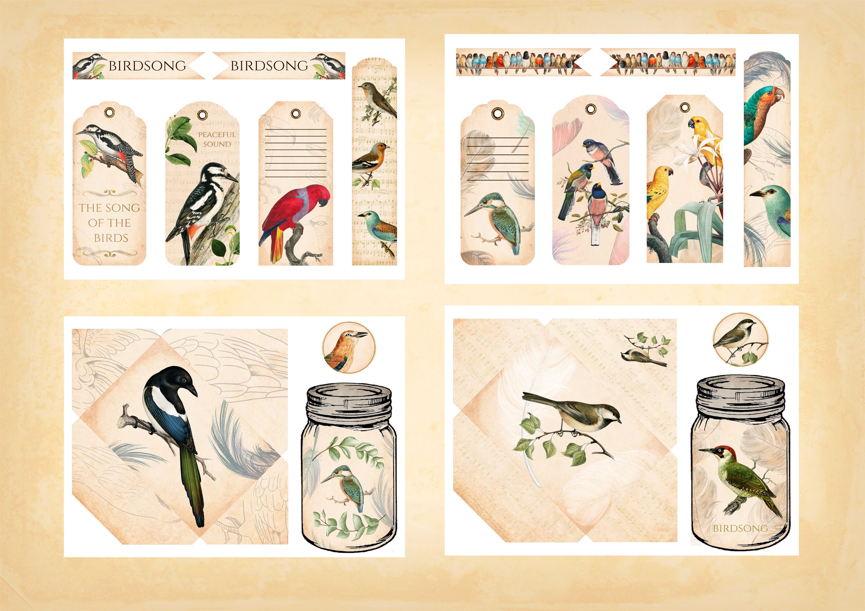 Bird Junk Journal Ephemera Kit - Etsy