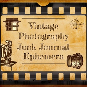 Zestaw cyfrowych ephemerów do dziennika fotografii vintage