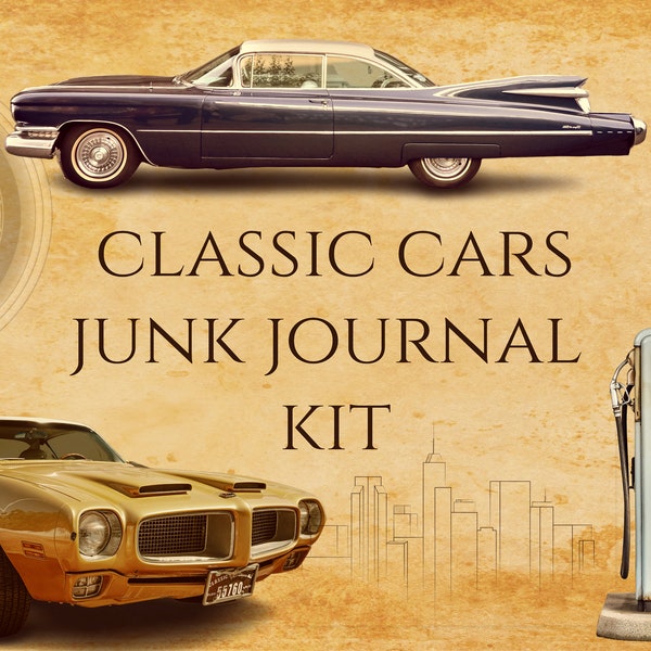 Classic Cars Junk Journal Kit