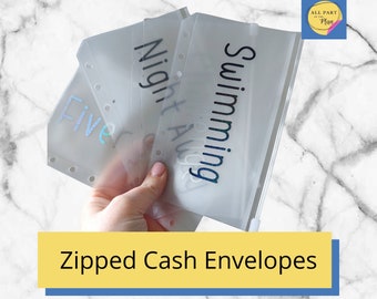 Zipper Pouches, Personalised Budget Cash Wallets for A6 Budget Binders- Zipped Cash envelopes