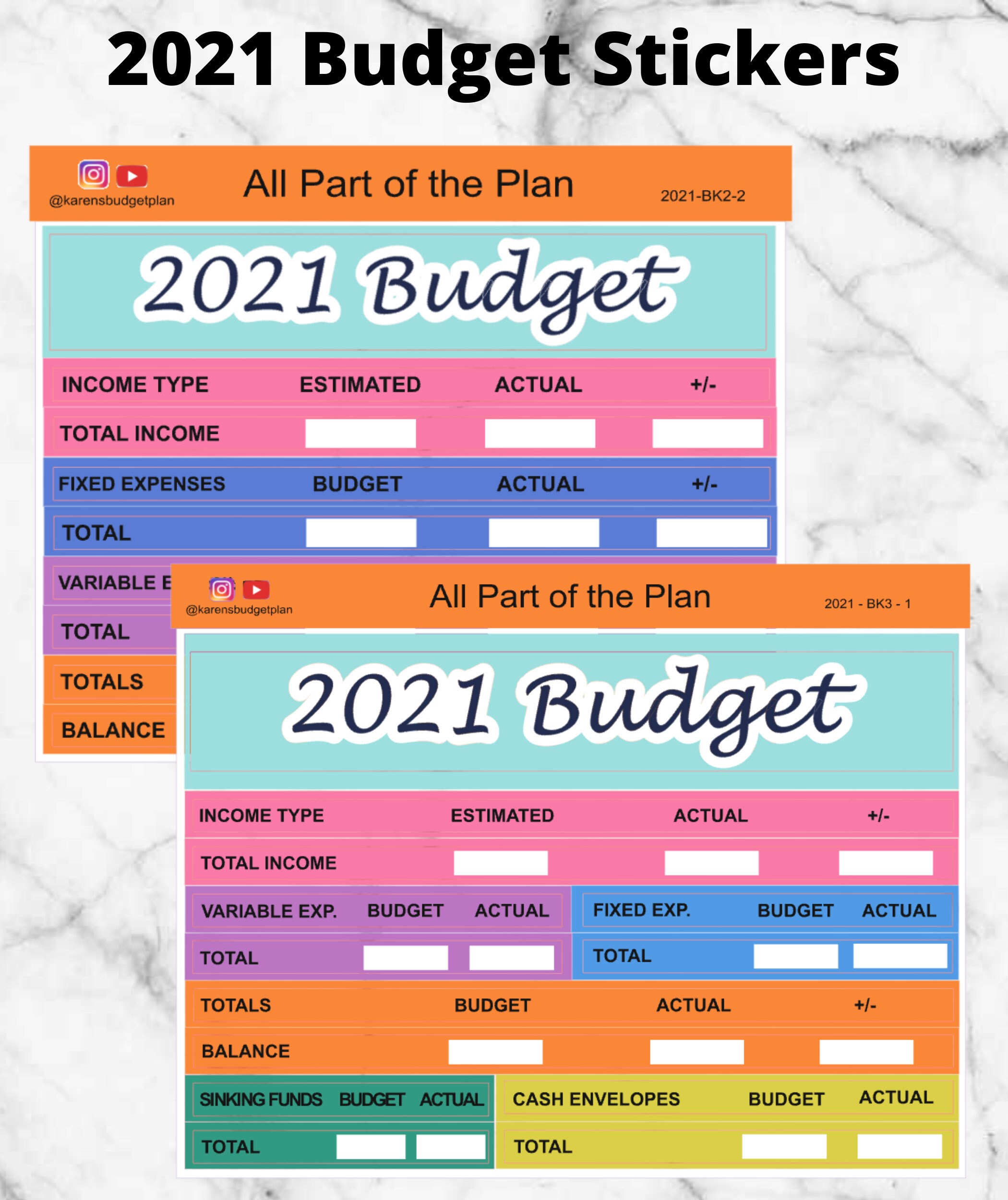 2021 Budget Stickers Annual Budget Stickers Etsy