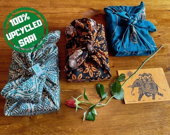 Upcycled Sari Furoshiki Birthday Gift Wraps and Present Wrapping For Christmas, Wedding and Birthday Present