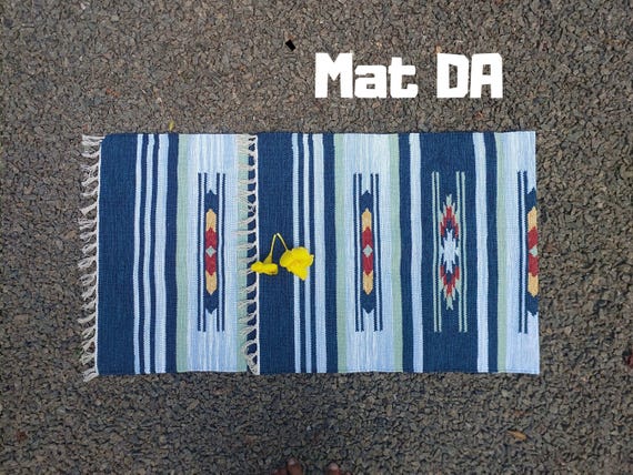 Handwoven Cotton Yoga Mat: Indian Design, Eco-Friendly Travel Size