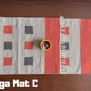 Yoga Mat And Meditation Rug Handwoven From Natural Indian Cotton Unique Designs For Birthday Gift And Yoga Present Gift Yoga Travel Mat image 1