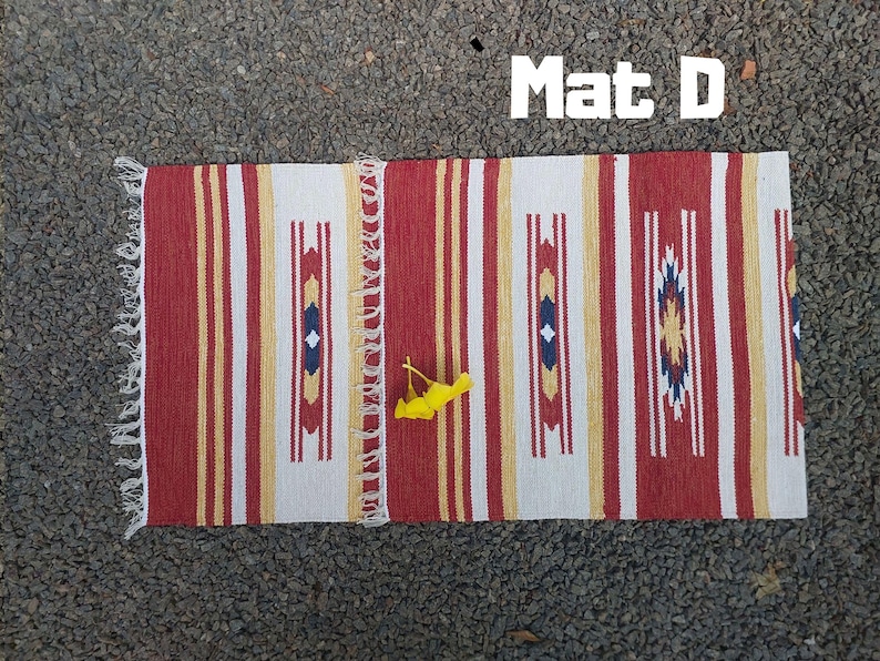 Tappetino da yoga in cotone intrecciato a mano: design indiano, formato da viaggio ecologico Yoga Mat D