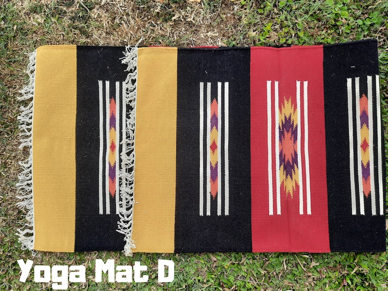 Natural Cotton Yoga Mat And Meditation Rug Handwoven Unique Indian Designs For Yoga Gift and Birthday Present For Him and Her Yoga Mat D