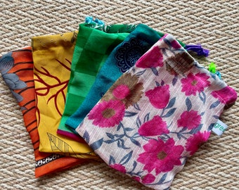 Upcycled Sari Gift Wrap Bags Handmade From 100% Recycled Present Wrapping, Wedding  and Birthday Present Furoshiki Wraps