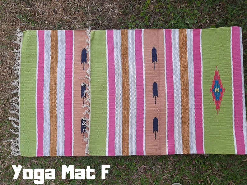 Natural Cotton Yoga Mat And Meditation Rug Handwoven Unique Indian Designs For Yoga Gift and Birthday Present For Him and Her Yoga Mat F