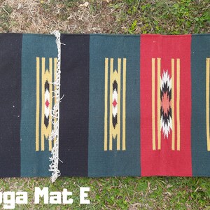 Natural Cotton Yoga Mat And Meditation Rug Handwoven Unique Indian Designs For Yoga Gift and Birthday Present For Him and Her Yoga Mat E