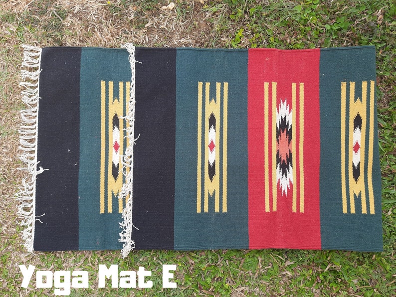 Natural Cotton Yoga Mat And Meditation Rug Handwoven Unique Indian Designs For Yoga Gift and Birthday Present For Him and Her Yoga Mat E