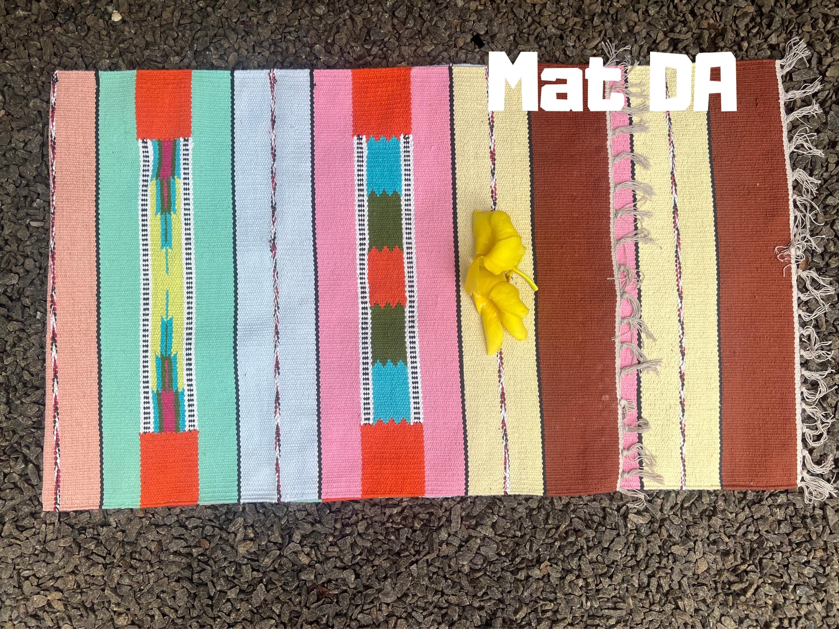 Natural Cotton Yoga Mat And Meditation Rug Handwoven Unique Indian Designs For Yoga Gift and  Birthday Present For Him and Her Eco Mat