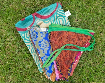 Upcycled Sari Bunting: Colorful Indian Garland, Eco-Friendly Party and Wedding Decor