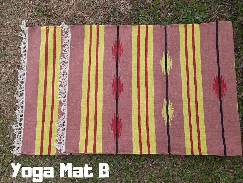 Natural Cotton Yoga Mat And Meditation Rug Handwoven Unique Indian Designs For Yoga Gift and Birthday Present For Him and Her Yoga Mat B