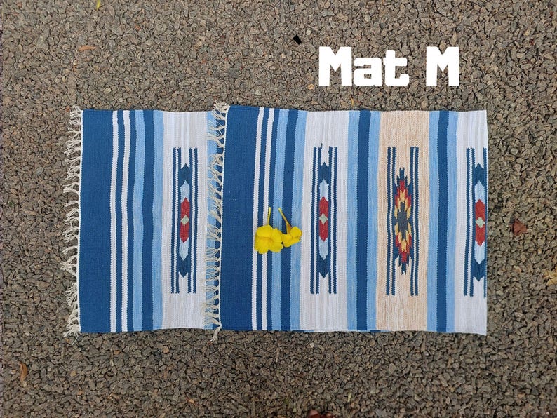 Tappetino da yoga in cotone intrecciato a mano: design indiano, formato da viaggio ecologico Yoga Mat M
