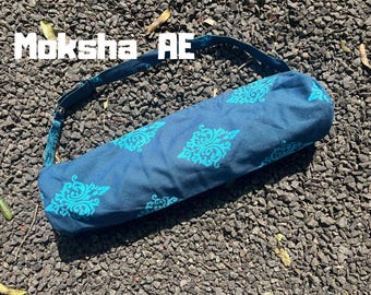 Bolsa para esterilla de yoga de algodón reciclado: hecha a mano con tela reciclada. Ideal como regalo de cumpleaños o Navidad.