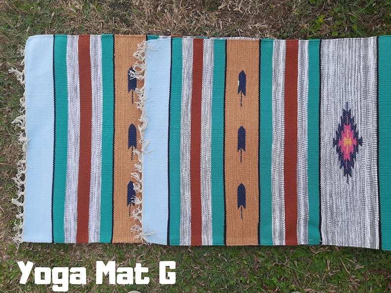 Natural Cotton Yoga Mat And Meditation Rug Handwoven Unique Indian Designs For Yoga Gift and Birthday Present For Him and Her Yoga Mat G