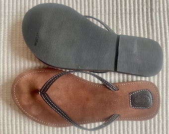 Hand Stitched Sandals Full Grain Leather Flip Flops For Beachwear and Holiday Gift Birthday Present