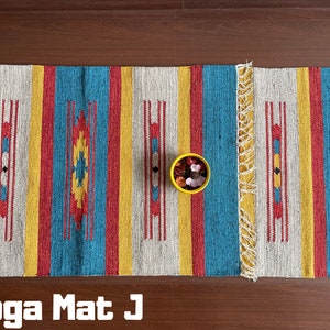 Yoga Mat And Meditation Rug Handwoven From Natural Indian Cotton Unique Designs For Birthday Gift And Yoga Present Gift Yoga Travel Mat image 10