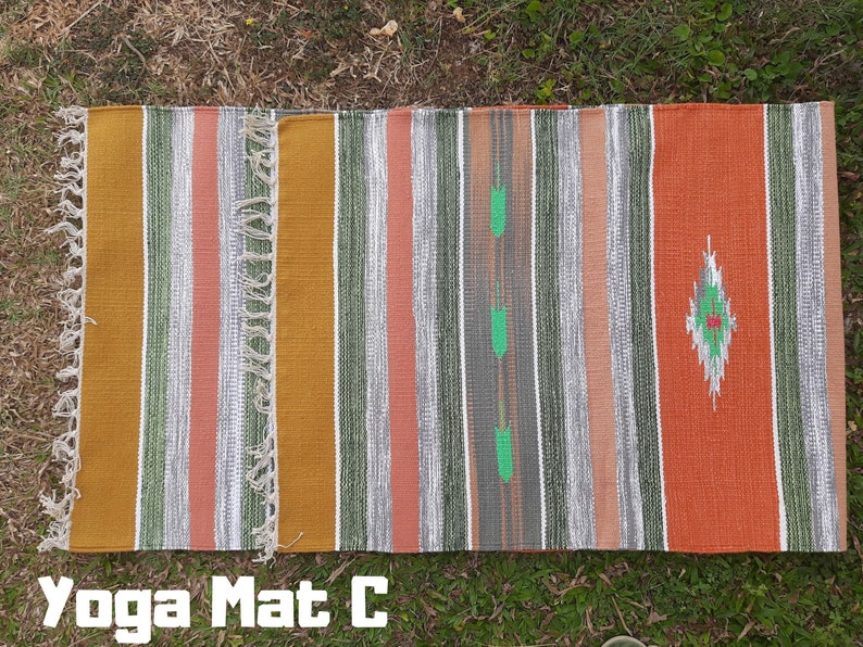 Natural Cotton Yoga Mat And Meditation Rug Handwoven Unique Indian Designs For Yoga Gift and Birthday Present For Him and Her Yoga Mat C