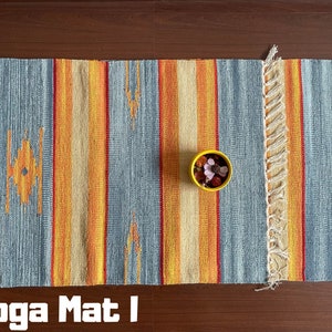 Yoga Mat And Meditation Rug Handwoven From Natural Indian Cotton Unique Designs For Birthday Gift And Yoga Present Gift Yoga Travel Mat image 9