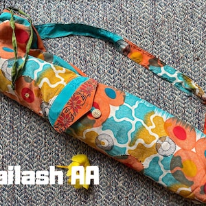 Upcycled Sari Yoga Mat Bag Handmade From 100%  Recycled Vintage Sari Fabric For Yoga Gift And Birthday Present For Her and Him