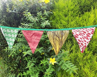 Upcycled Sari Bunting Flags Banner And Happy Birthday Bunting Pennants Handmade From 100% Recycled Sari For Birthday Party and Gift