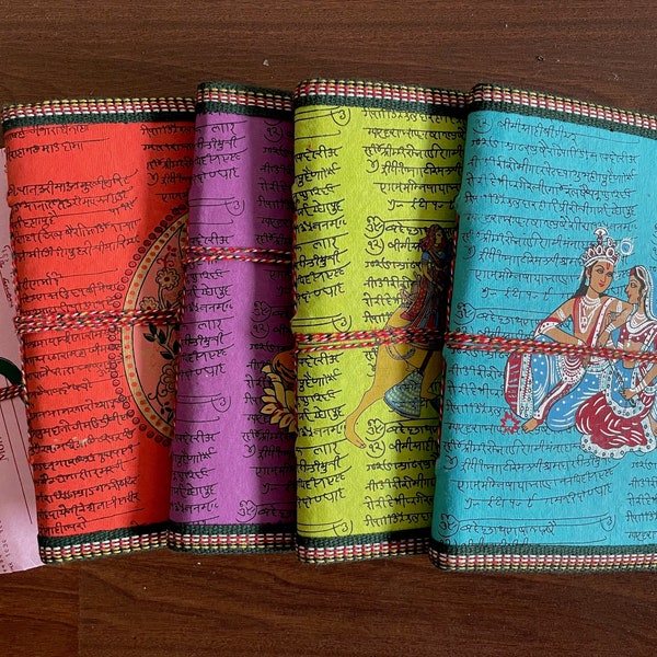 Upcycled Paper Notebook and Diary With Unique Indian Art For Birthday and Yoga Journal Gift  Unique Gift