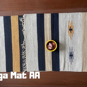 Natural Cotton Yoga Mat And Meditation Rug Handwoven Unique Indian Designs For Yoga Gift and Birthday Present For Him and Her Yoga Mat AA