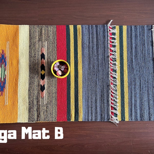 Handwoven Yoga Mat And Meditation Rug Perfect For Travel From Natural Cotton Unique Designs For Birthday Gift And Yoga Present