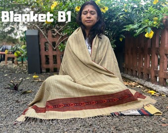 Coperta in lana himalayana tessuta a mano: scialle per meditazione e yoga, regalo di primavera.