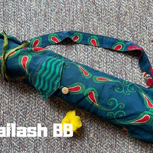 Upcycled Sari Yoga Mat Bag: Handmade Recycled Silk, Buttoned Pocket For Yogi Gift
