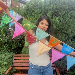 Bunting Party Flags From Upcycled Sari Garlands And Pennants For Birthday Party And Wedding Decorations Gift And Garden Autumn Decor