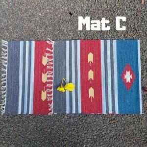 Tappetino da yoga in cotone intrecciato a mano: design indiano, formato da viaggio ecologico Yoga Mat C