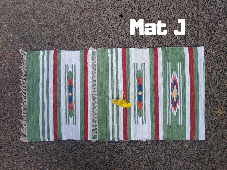Tappetino da yoga in cotone intrecciato a mano: design indiano, formato da viaggio ecologico Yoga Mat J