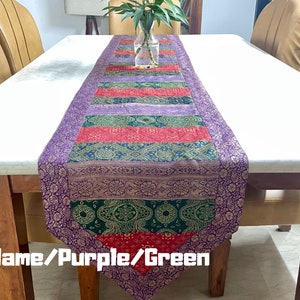 Silk Brocade Table Runners With Handwoven Indian And Boho Designs For Unique Birthday Gift And Present  and Dining Room Christmas Gift Boho