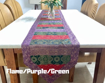 Silk Brocade Table Runners With Handwoven Indian And Boho Designs For Unique Birthday Gift And Present Idea For Kitchen and Dining Room