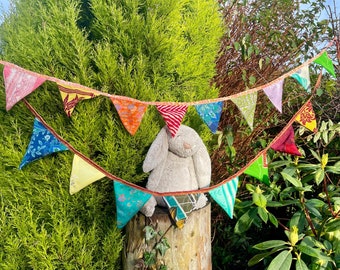 Nursery Sari Bunting  and Children's Bunting Flags Banners and Pennants From Upcycled Sari For Kids Birthday Party and Play Room