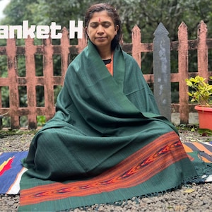 Yoga Blanket and Meditation Shawl Handwoven From 100% Pure Himalayan Wool For Yoga Gift And Birthday Present For Him and Her