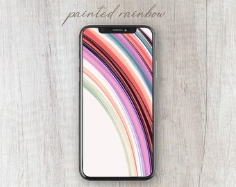 Fondo de pantalla para teléfono con arcoíris pintado. Descarga instantánea.
