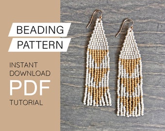 Triple Triangles Fringe Earring Beadweaving Pattern Digital Download PDF Beading Tutorial