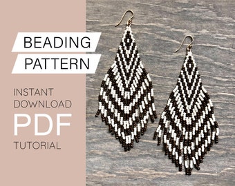 Fringe Earring Beadweaving Pattern Digital Download PDF Beading Tutorial