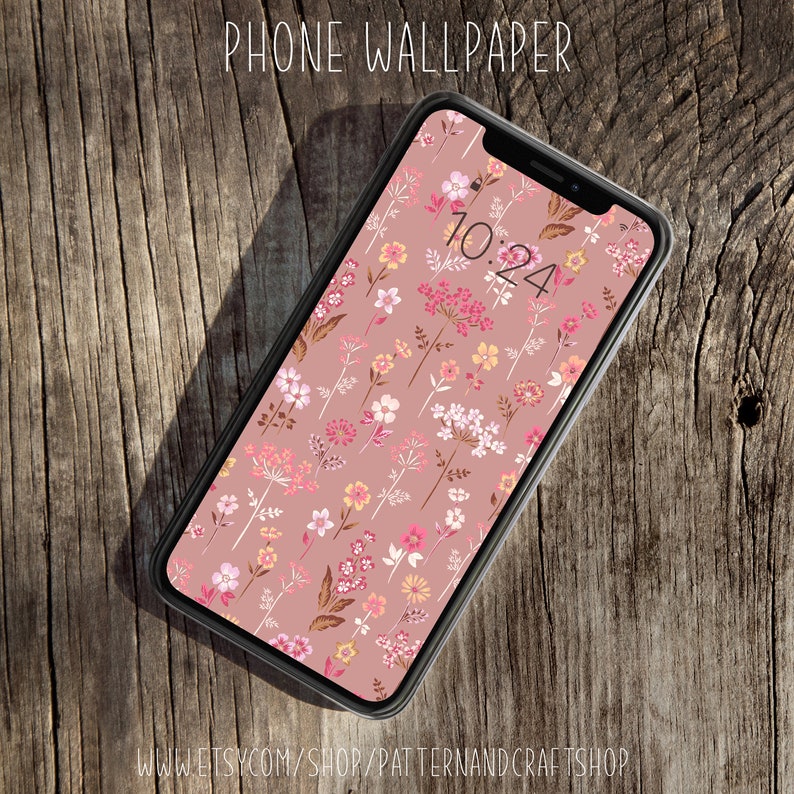 Phone Wallpaper Flower Field Dusty Rose Phone Background Etsy